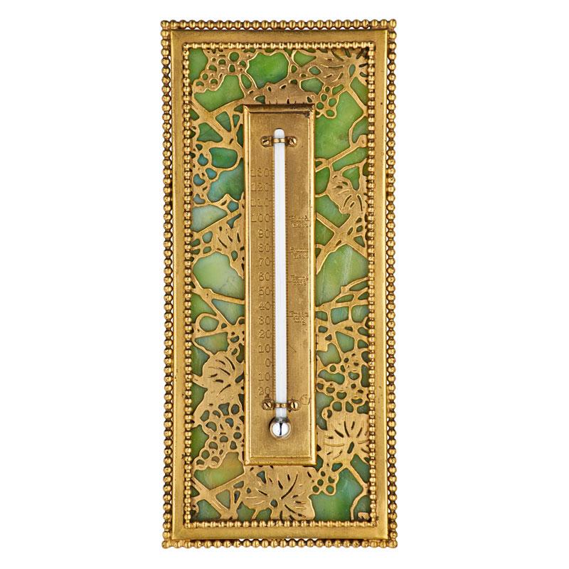 Appraisal: TIFFANY STUDIOS Grape pattern thermometer Condition Report One tight crack