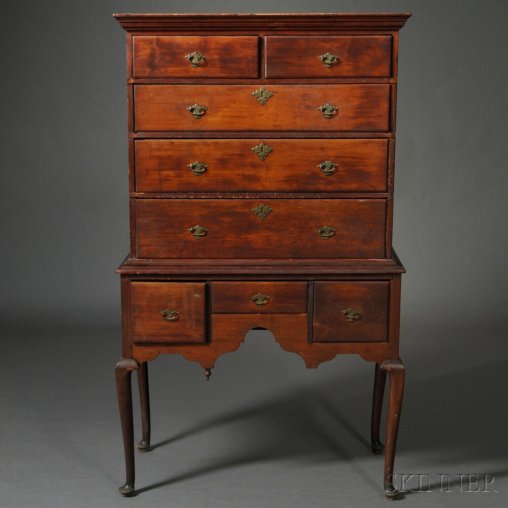 Appraisal: Queen Anne Cherry and Pine High Chest of Drawers probably