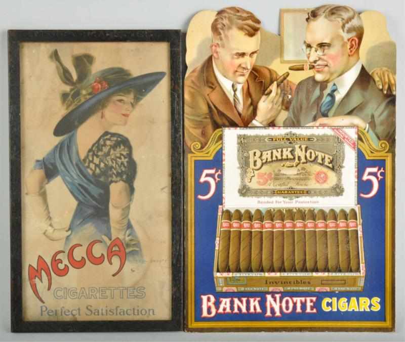 Appraisal: Lot of Cardboard Cigar Signs Description Includes Bank Note with