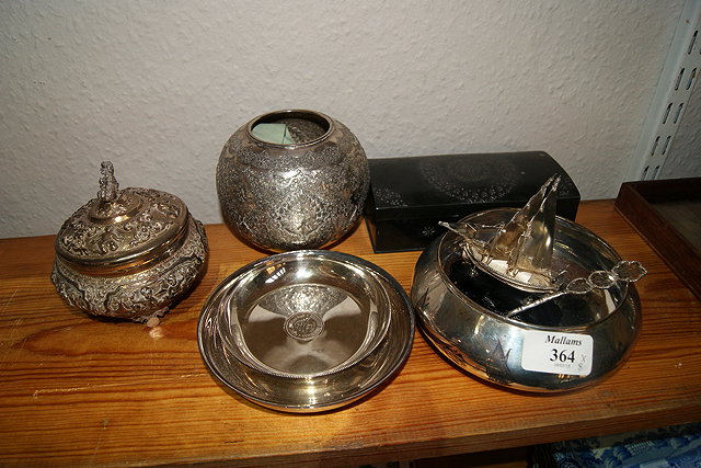 Appraisal: AN EGYPTIAN SILVER BOWL an Indian silver small bowl and