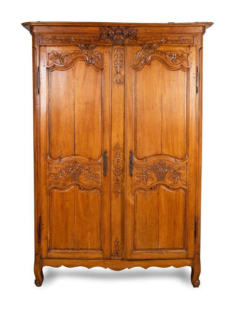 Appraisal: A Louis XV Provincial Carved Fruitwood Armoire Height x width