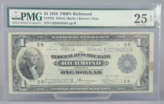 Appraisal: Series National Currency - FR Richmond Certified and graded VF