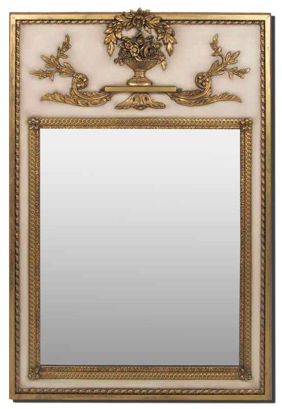 Appraisal: PAINTED AND PARCEL GILT TRUMEAU MIRROR The upper section with