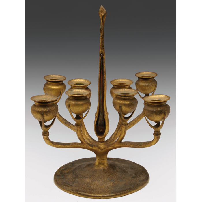 Appraisal: Tiffany Studios candelabra four-arm form with two holders each bronze