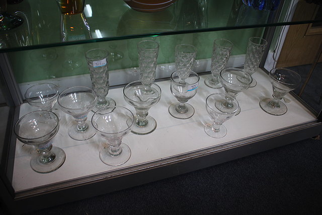 Appraisal: NINE ANTIQUE ALE GLASSES together with five moulded glass vases