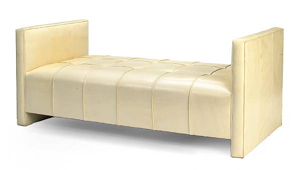 Appraisal: A J Robert Scott custom ivory leather daybed height in