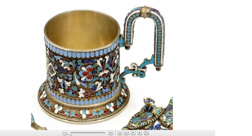 Appraisal: Russian silver gilt cloisonne enameled cup with handle late th