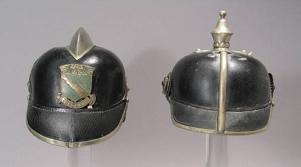 Appraisal: A lot of two Imperial German helmets Comprising Customs official's