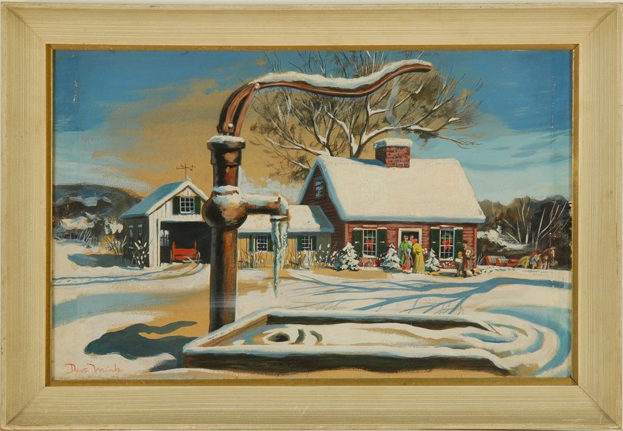 Appraisal: DAVE MINKAmerican th CenturyChristmas on the farm Signed lower left