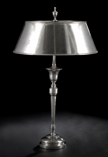 Appraisal: French Silverplate Table Lamp of large candlestick form fitted with