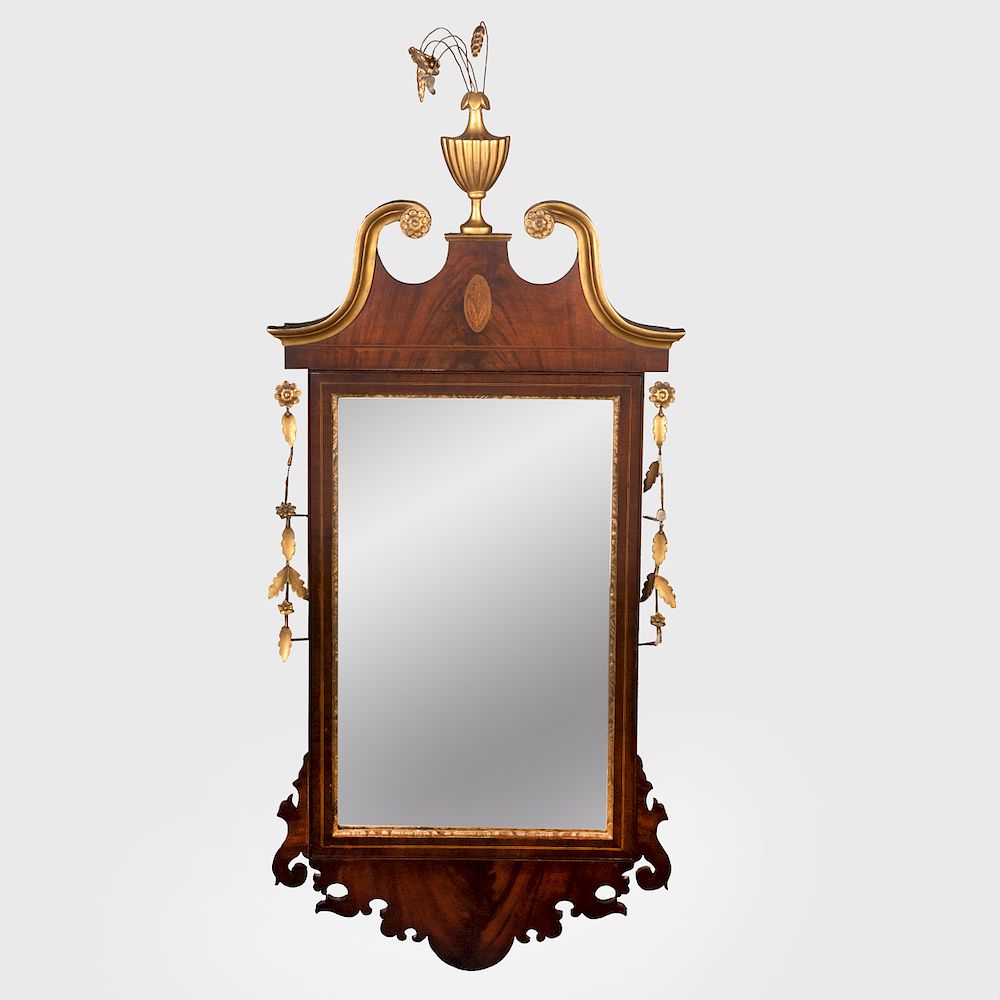 Appraisal: Federal Parcel-Gilt Mahogany Mirror x in Condition Some minor losses