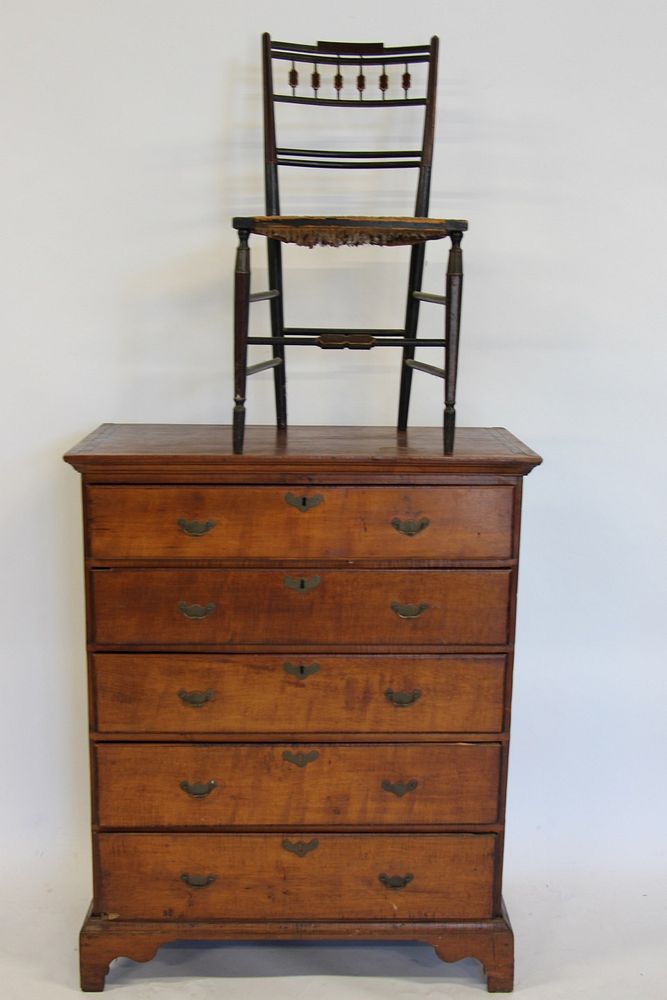 Appraisal: Antique American Chest Together With A Hitchcock Chair The chest