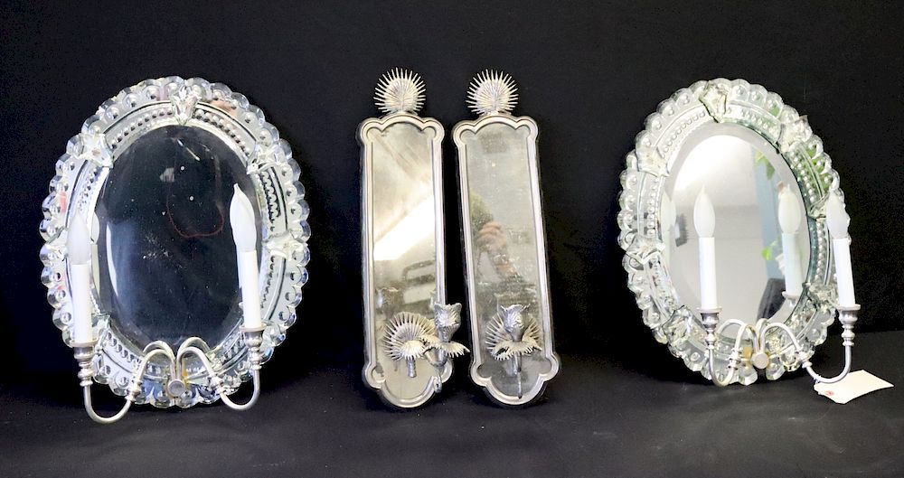 Appraisal: Vintage Pair Of Venetian Mirror Style Sconces Together With A