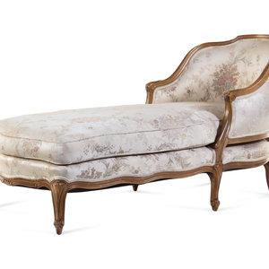 Appraisal: A Louis XV Style Carved Walnut Chaise Longue th Century