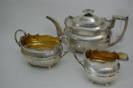 Appraisal: A George III Scottish silver three piece tea service George