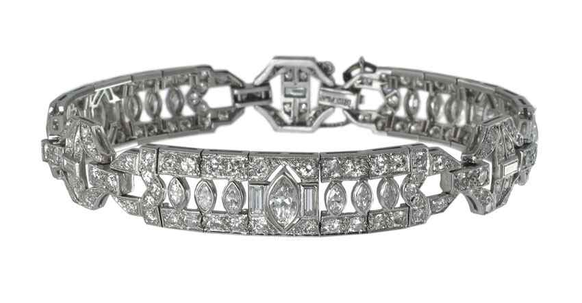 Appraisal: PERIOD ART DECO DIAMOND BRACELET Platinum bracelet of diamonds all