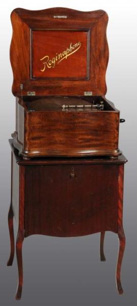 Appraisal: Reginaphone Double Cone Music Box with Base Description Refinished Mahogany