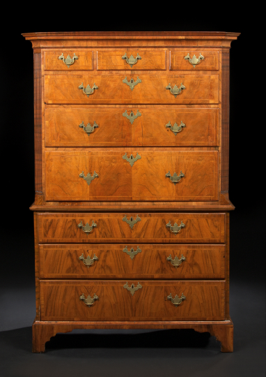 Appraisal: George III-Style Line-Inlaid Walnut Chest ca and later the upper