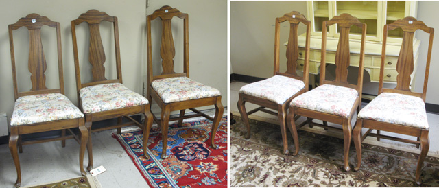 Appraisal: SET OF SIX MAHOGANY DINING CHAIRS Queen Anne Revival style