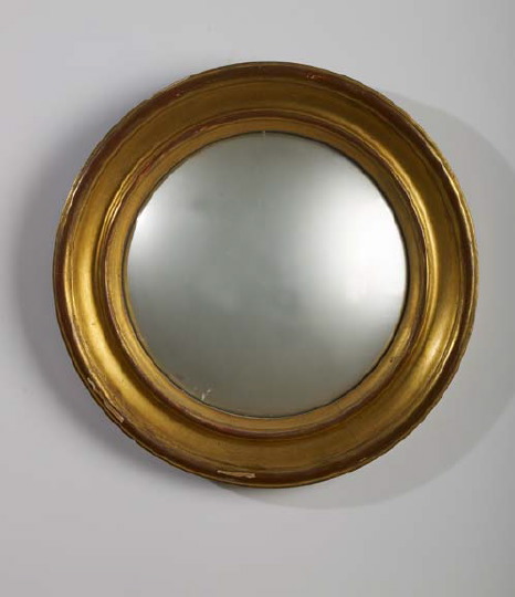 Appraisal: English Carved Giltwood Convex or Bull's-Eye Looking Glass of small