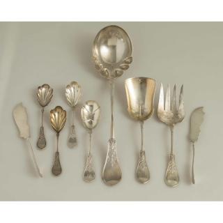 Appraisal: Assorted Silver Serving Pieces Gem Pattern Lot of nine silver