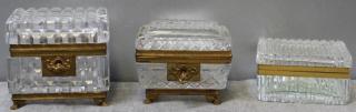 Appraisal: Lot of Antique Cut Glass Vanity Boxes with gilt metal