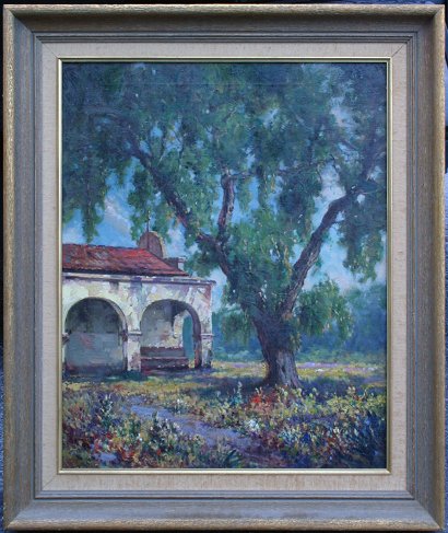 Appraisal: EXCEPTIONAL SAN JUAN CAPISTRANO MISSION SCENE OIL C '' x