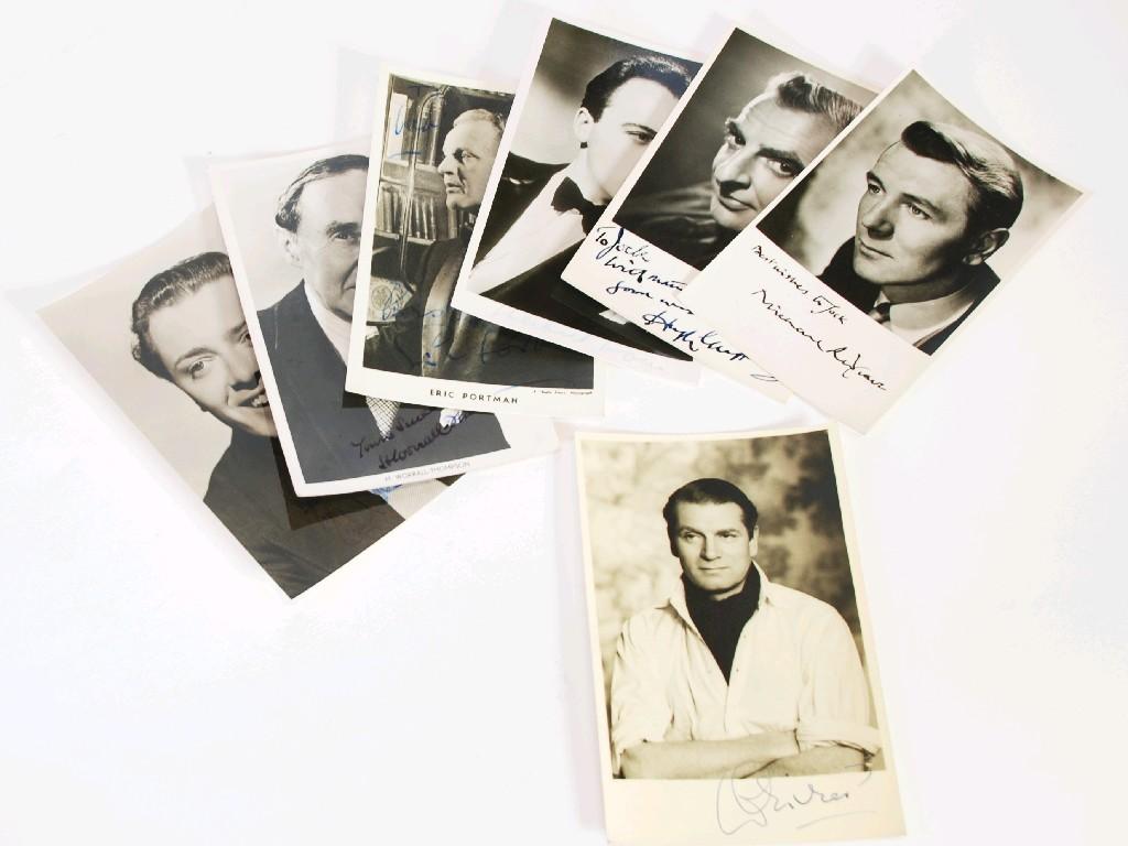 Appraisal: THREE 'CIRCA 's SIGNED PROMOTIONAL PHOTOGRAPHIC CARDS OF MALE FILM