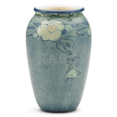 Appraisal: SADIE IRVINE NEWCOMB COLLEGE Transitional vase with magnolia blossoms New