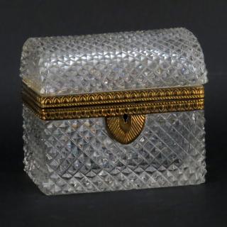 Appraisal: Antique Baccarat Style Crystal Casket Form Box Antique Baccarat Style