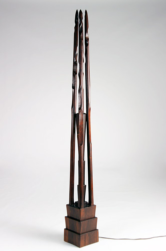 Appraisal: WHARTON ESHERICK Very rare walnut floor lamp with four carved