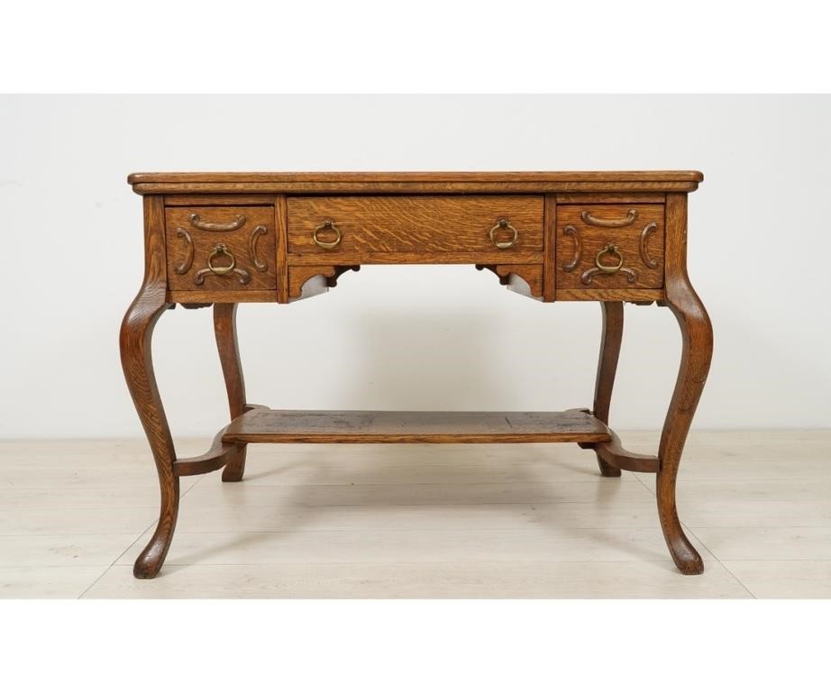 Appraisal: Oak partners' desk circa h x w x d Condition