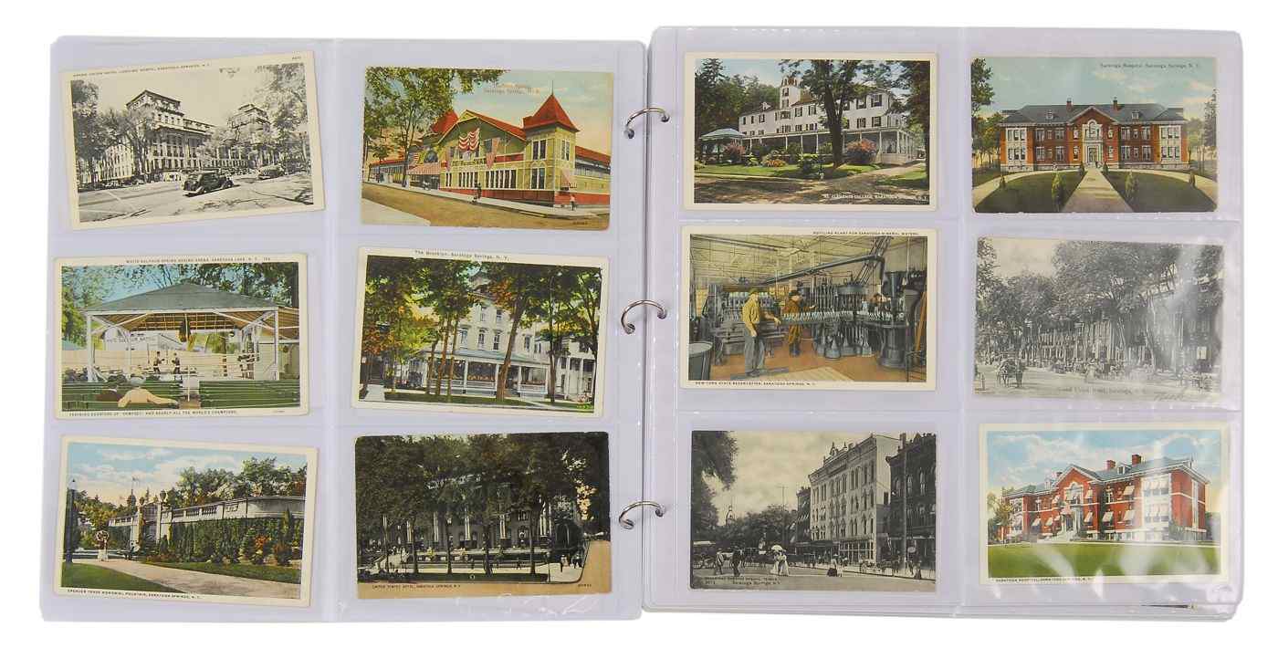 Appraisal: PAGE SLEEVES SARATOGA SPRINGS early to mid- th Century postcards