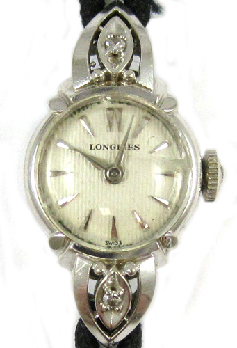 Appraisal: LADY'S VINTAGE DIAMOND AND FOURTEEN KARAT WHITE GOLD WRIST WATCH