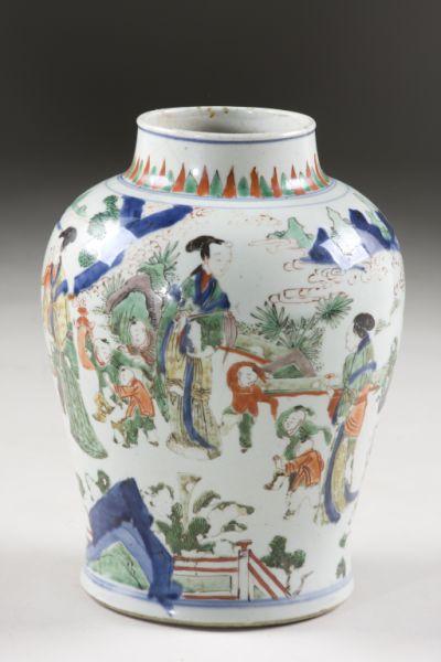 Appraisal: Chinese Five-Color Wucai Porcelain Vase Shun Chi era second half