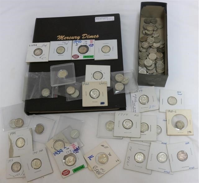 Appraisal: MERCURY AND ROOSEVELT DIME COLLECTION TOINCLUDE DIME BOOK - MISSING