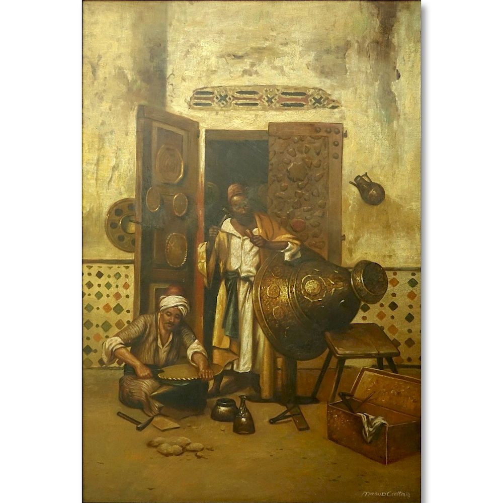 Appraisal: Orientalist Oil Canvas The Copper Merchants Orientalist Oil Canvas The