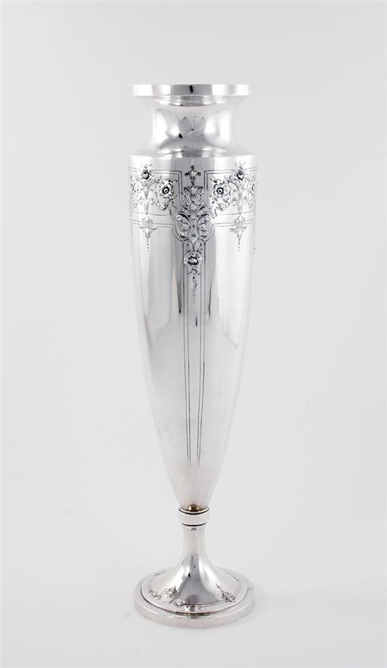 Appraisal: Impressive sterling vase by Barbour Silver Co International circa pedestal