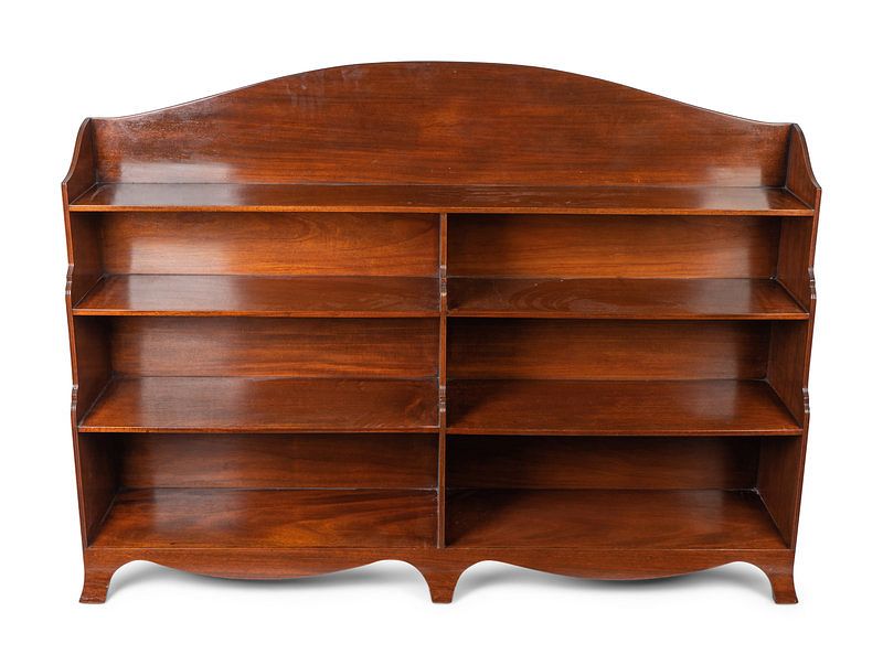 Appraisal: An Edwardian Mahogany Waterfall Front Double Bookcase Height x width