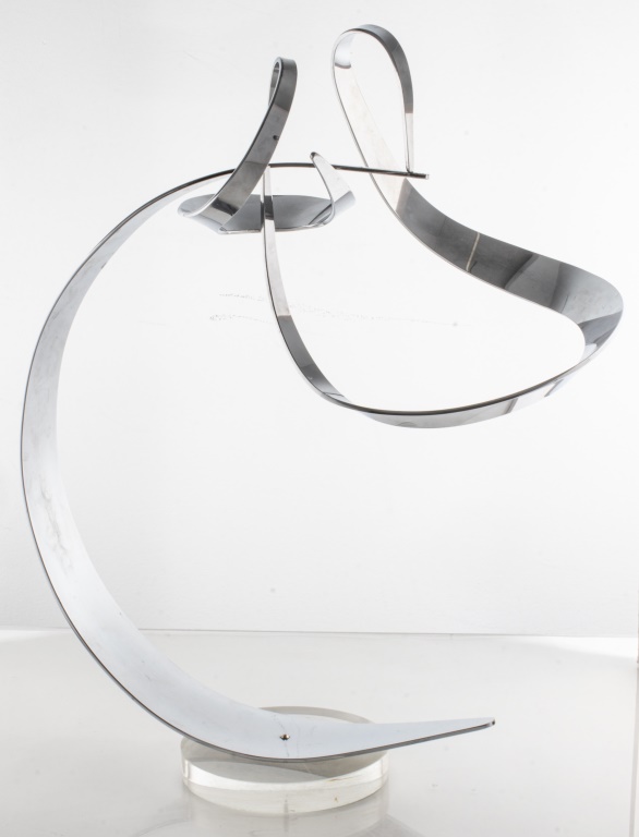 Appraisal: MODERN CHROME ARABESQUE MOBILE SCULPTURE Modern chrome arabesque freeform mobile