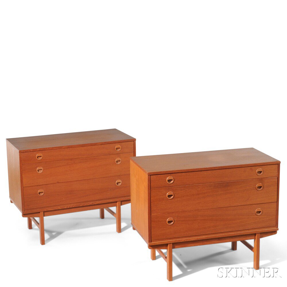 Appraisal: Two Dux Chests of Drawers Teak teak veneer Sweden c