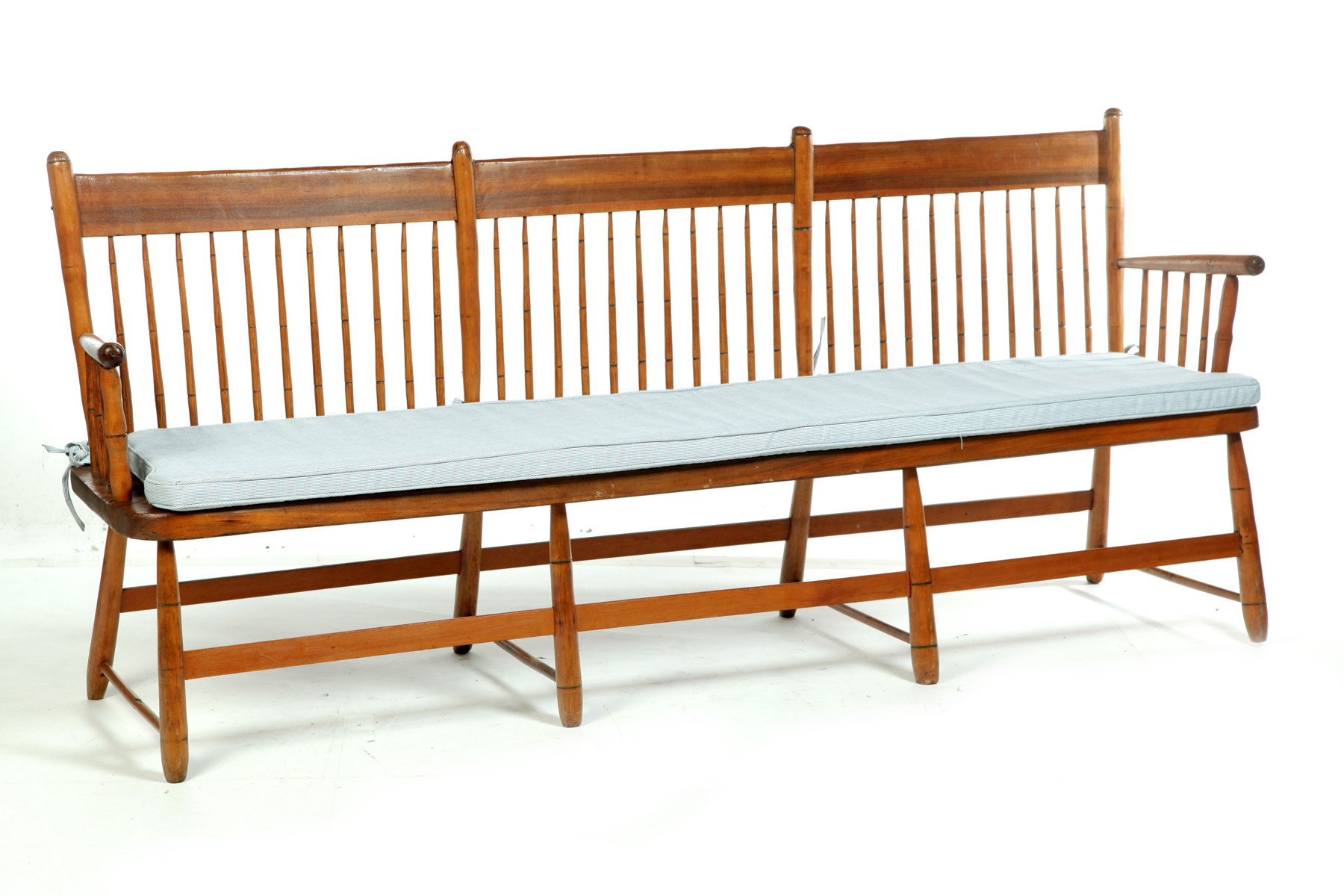 Appraisal: SHERATON SETTLE BENCH WITH BAMBOO TURNINGS American nd quarter- th