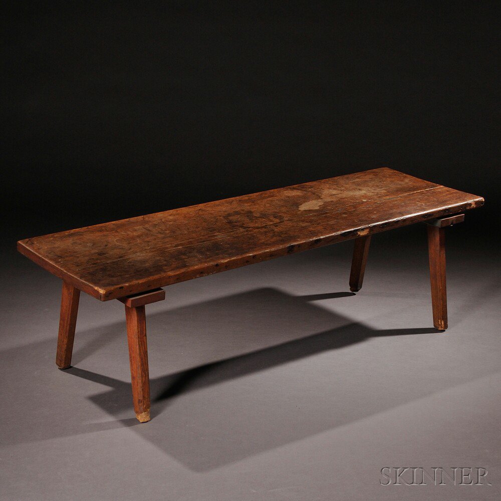 Appraisal: Shaker Red Oak Bench probably New Lebanon New York c