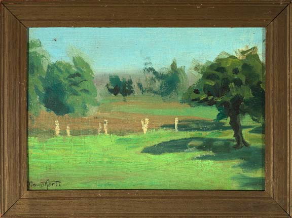 Appraisal: British School th Century Valley Scene with Trees oil on