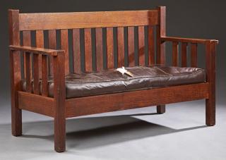 Appraisal: Mission Oak Settee early th c possibly Stickl Mission Oak