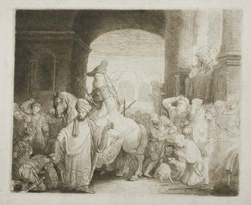 Appraisal: REMBRANDT VAN RIJN The Triumph of Mordecai Etching and aquatint