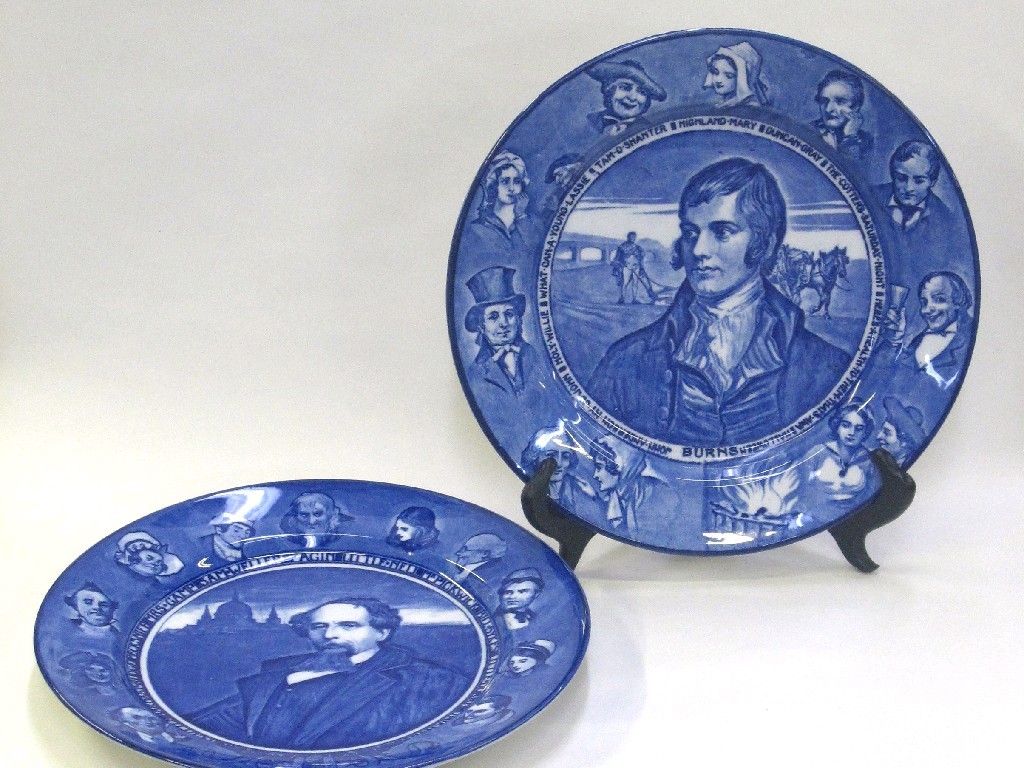 Appraisal: Two Royal Doulton blue and white plates one depicting Burns