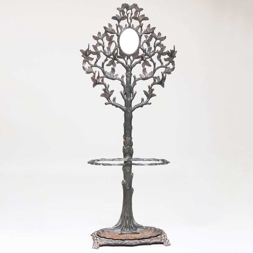 Appraisal: Victorian Cast Iron Hall Tree Inset with a central mirror