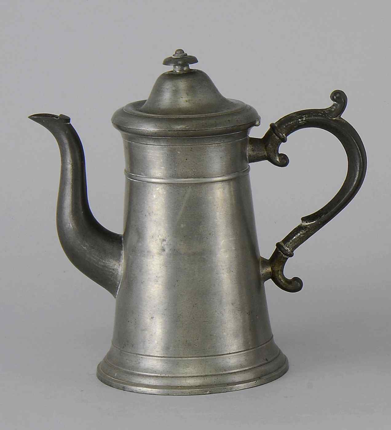 Appraisal: ANTIQUE AMERICAN PEWTER LIGHTHOUSE COFFEEPOT BY ISAAC C LEWIS th