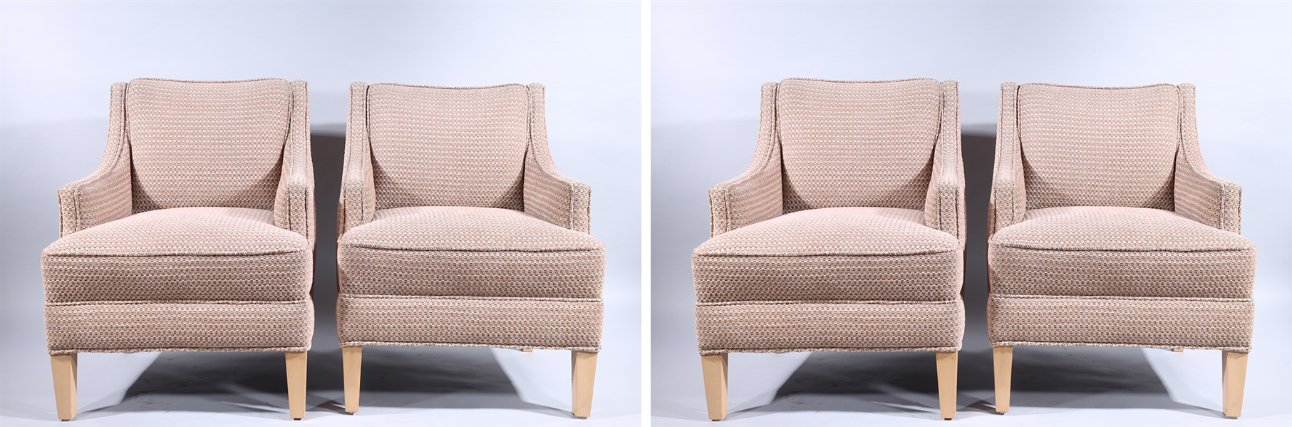 Appraisal: Set of four contemporary textured fabric armchairs with wood frame